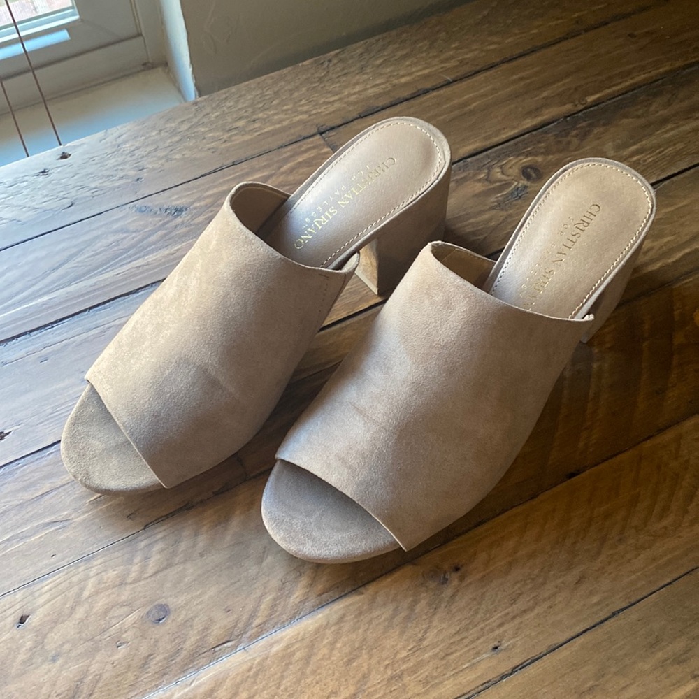 Christian Soriano peep toe suede chunky heel womens 7.5